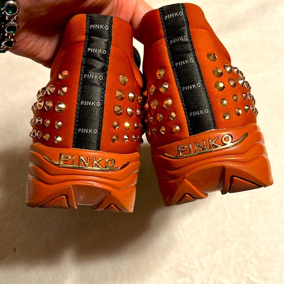 PINKO. Rhinestone Sneakers. Neoprene. Size 39/8. Like New - Picture 7 of 9